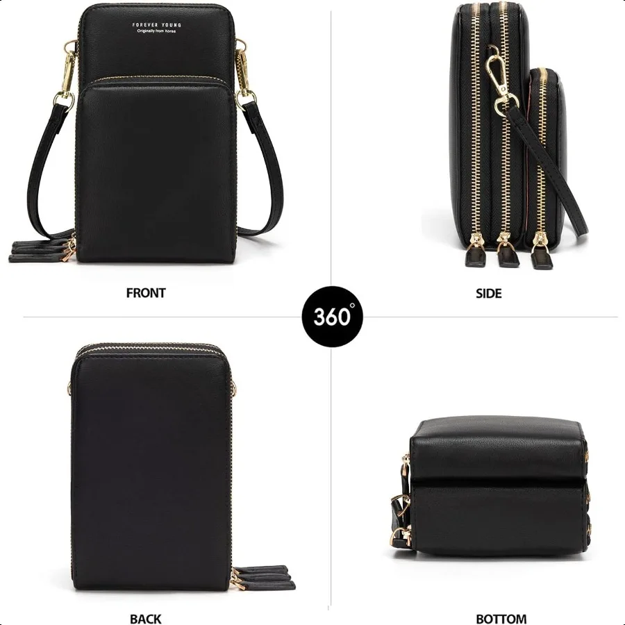 حقيبة هاتف محمول صغيرة عبر الجسم للنساء حقيبة يد صغيرة فوق الكتف مع فتحات لبطاقة الائتمان