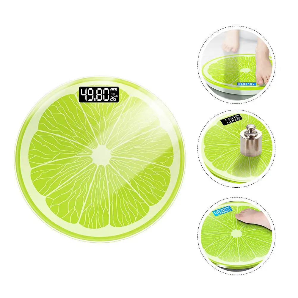 

1Pcs Lemon Design Tempered Glass Body Weight on Off Large LED Display Non Slip Feet High Precision