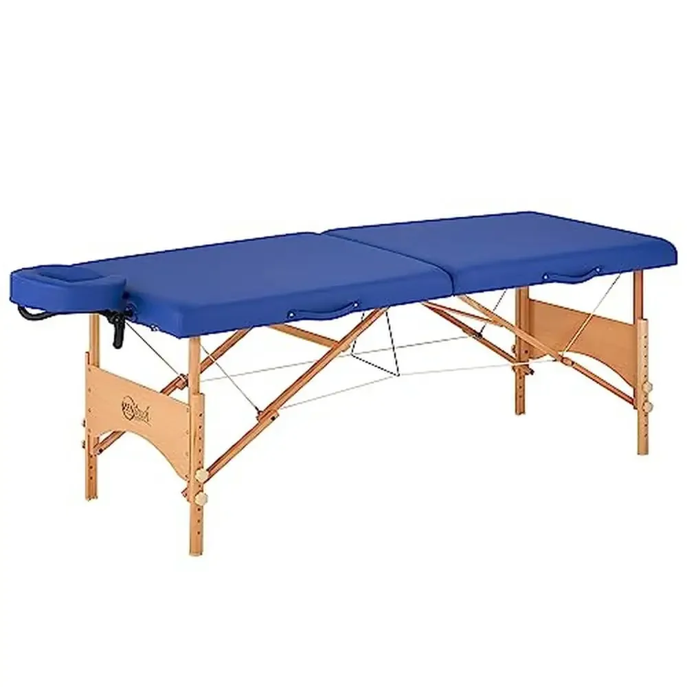 Leve mesa massagem portátil, altura ajustável, Blue Foam Almofada, Hardwood pernas, Maleta, 450lbs Capacidade, 28x72,5"