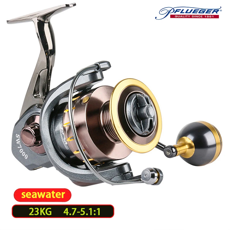 Pflueger All metal fishing reel DEUKIIO with maximum resistance of 23KG, suitable for long-term seawater