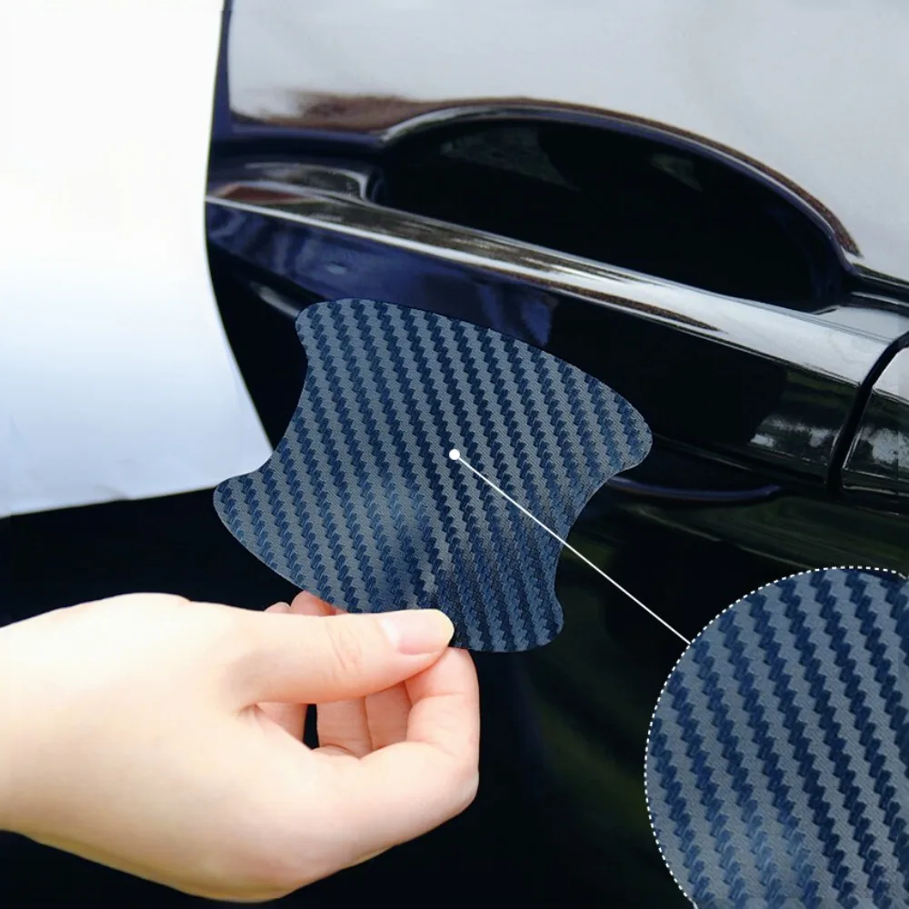 4 Pcs Car Door Universal Vehicle Model Handle Protective Film Carbon Fiber Stickers Scratch Resistant Covers Exterior Accessorie
