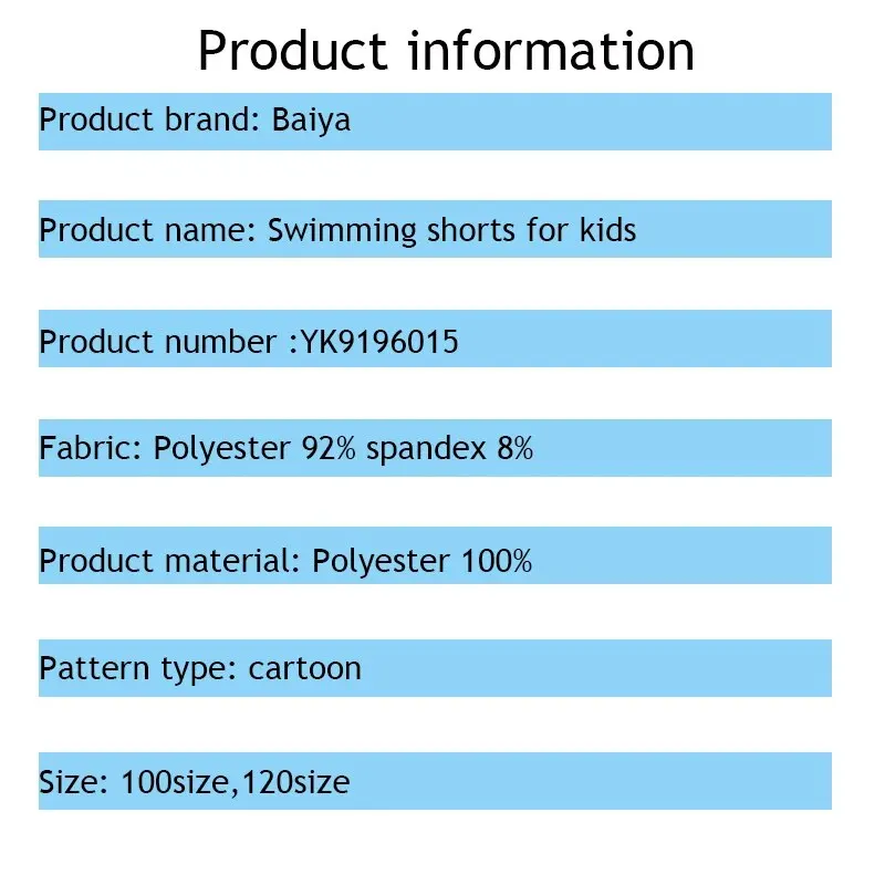 Summer Boys Flat Corner Polyester Medium Children Cartoon Beach Hot Spring Little Boys Water Park Swim Trunks