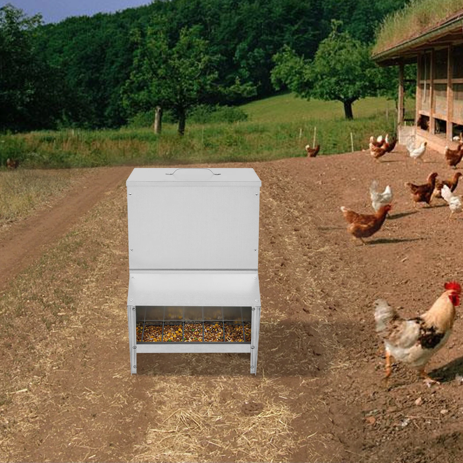 25L تغذية الدواجن تغذية الدجاج مع المظلة المضادة للمطر قدرة عالية للدجاج البط تركيا صندوق تغذية قفص حمامة المغذية