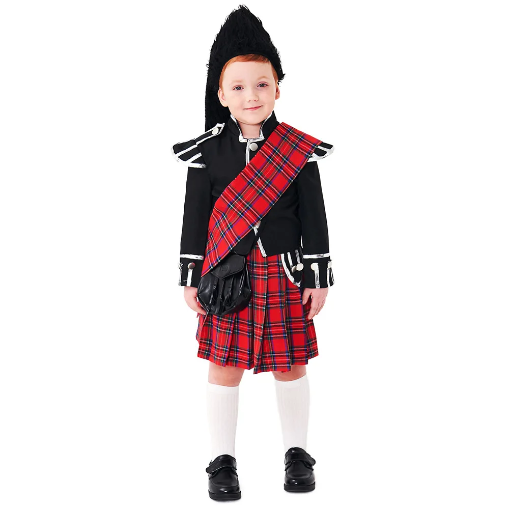 Umorden-Tartan Kilt Set para crianças, roupa escocesa para crianças, fantasia escocesa para meninos, 2-4Y, 4-10Y, 10-12Y