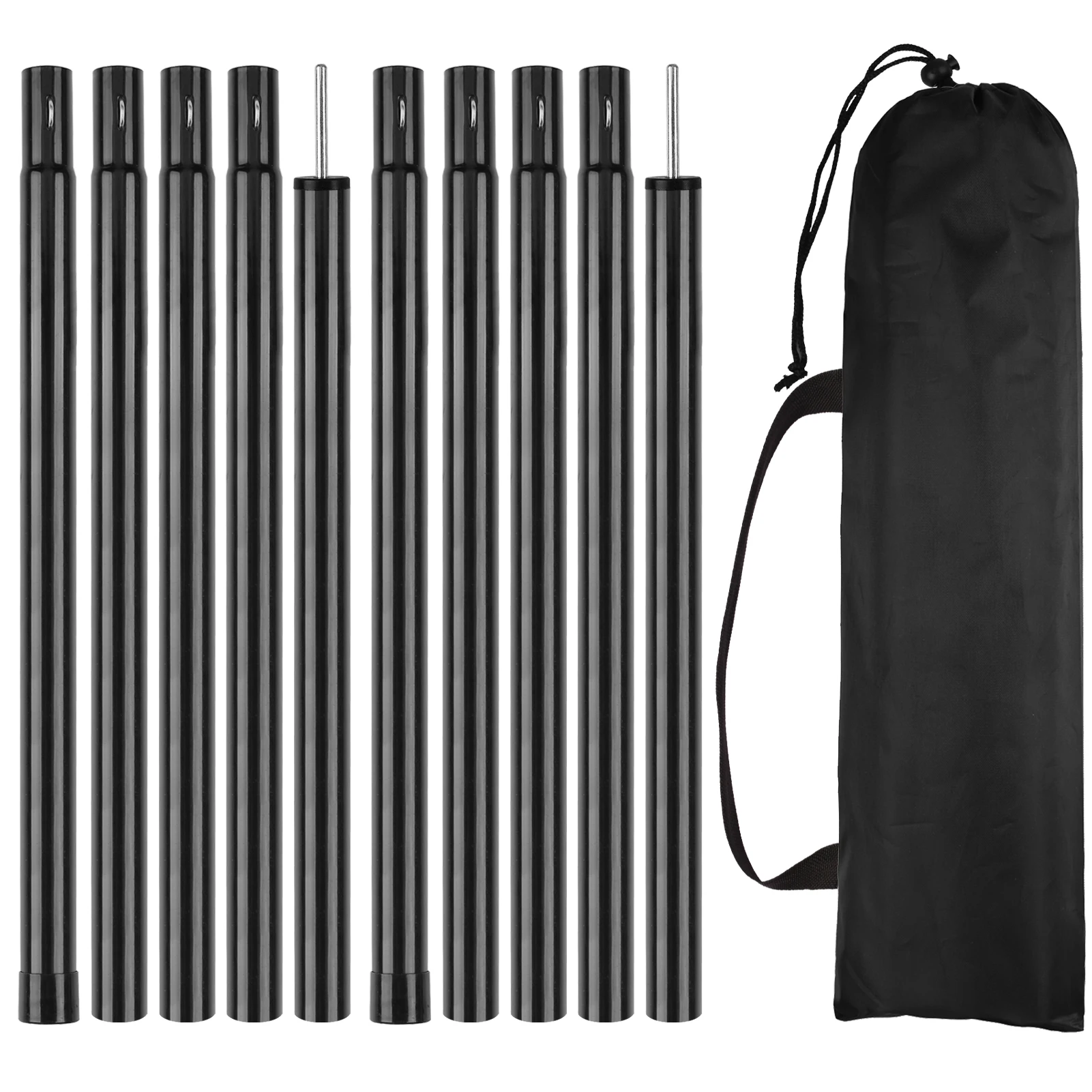 2 m/1,86 m Set mit 2 Teleskop-Zeltstangen, verstellbare Stahlstangen für Sonnenschutz, Plane, Überdachung, Camping, Wandern, Wandern, leicht – Detail 14