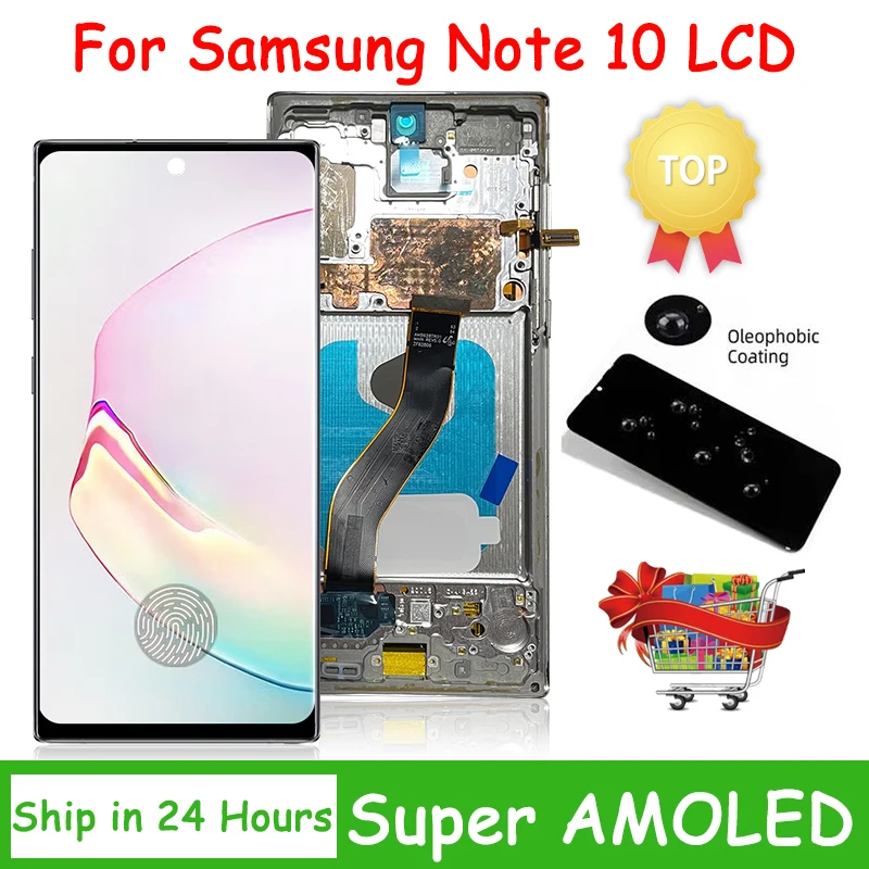 AMOLED For Samsung Note 10 LCD Display Touch Screen Digitizer Replacement Note 10 N970 SM-N970F SM-N970U Display Frame