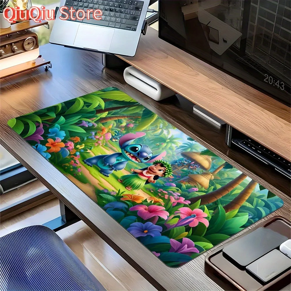 

(Authorized) Stitch & Lilo Oversized Desk Mat - Vibrant Tropical Design with Colorful Flowers & Jungle Scene, Perfect for Laptop