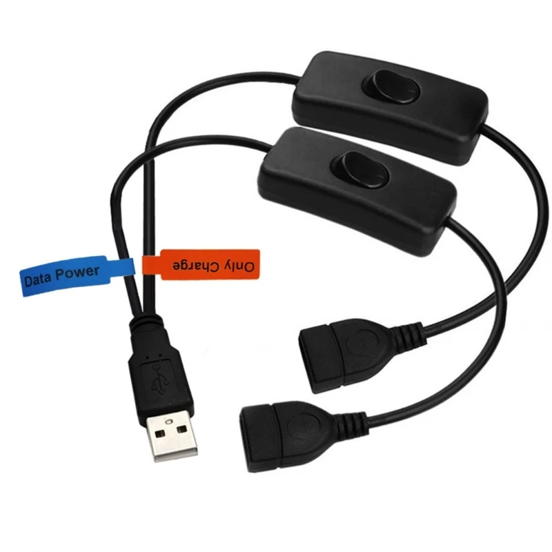 Usb Y Verlengkabel Met Aan/Uit Schakelaars Usb 2.0 Mannelijk Naar Vrouwelijk Splitter Usb Data Stroomverlengkabel 30Cm