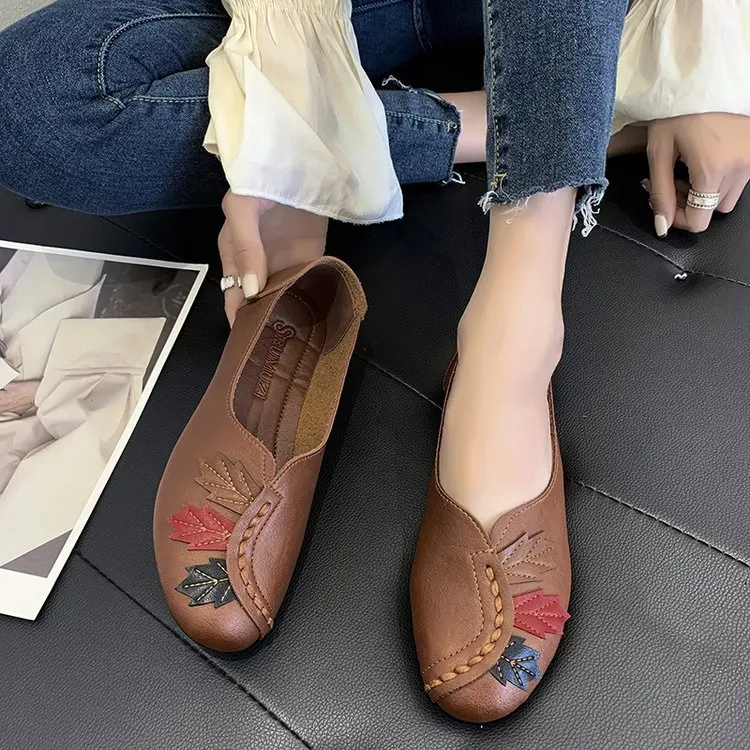 Mocassins légers en cuir pour femmes, chaussures plates décontractées, mocassins à enfiler pour dames, chaussures de créateur de luxe