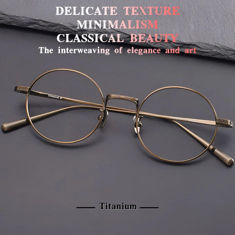 2025 New Fashion Color Matching Japanese Star Round Titanium Frame Eyeglass for Men and Women Retro Myopia Prescription Glasses
