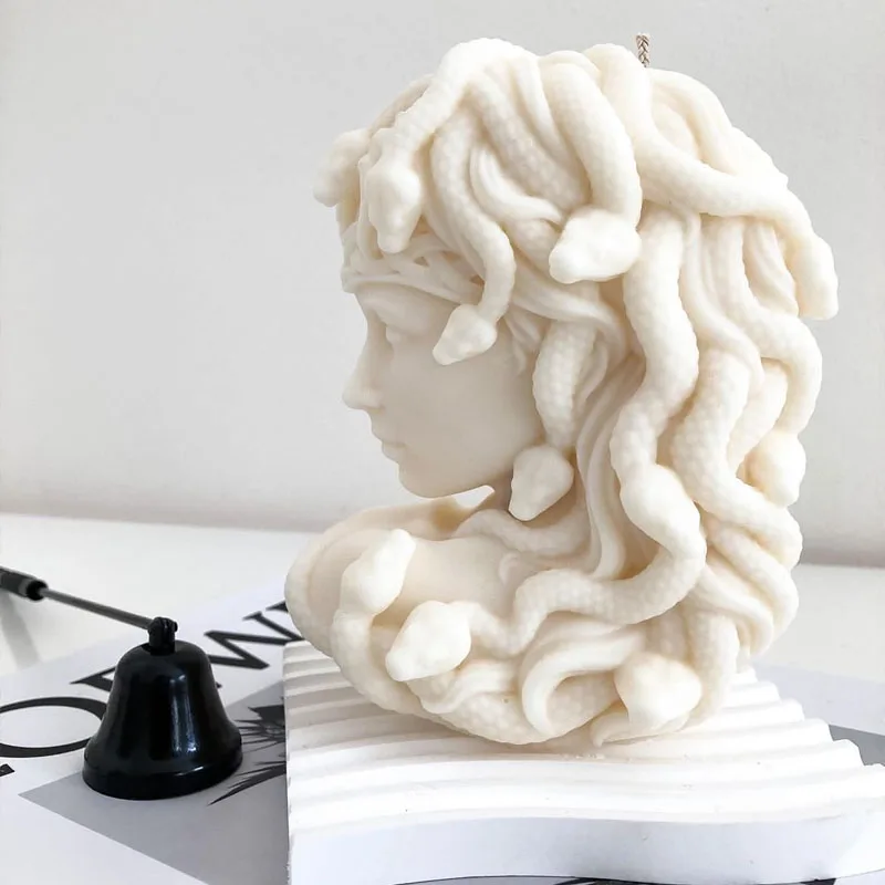 

3D Medusa бюст силиконовая форма Змея голова женщина портрет свеча форма Сделай Сам ужас греческая скульптура цемент искусственная кожа домашний подарок