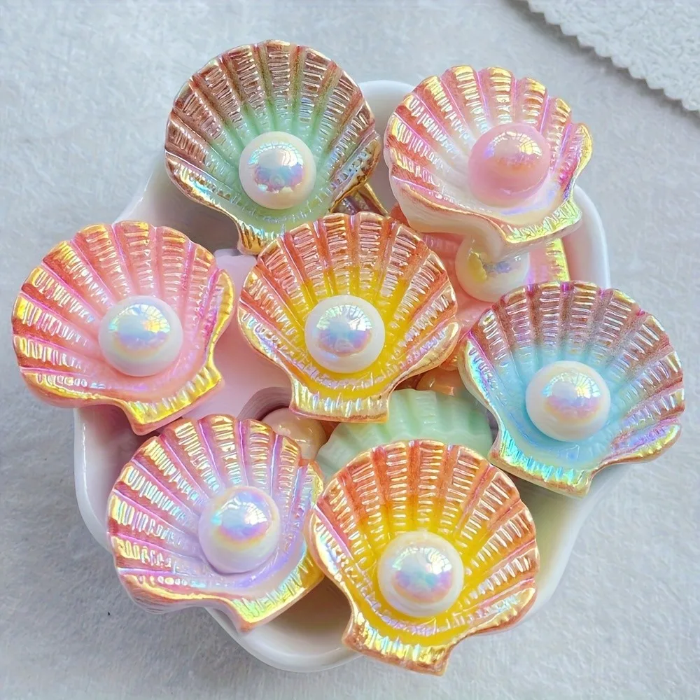 

6pcs Ocean Inspired Resin Shells Accessories Pearl Mini DIY Accessories Cute Shiny Jewelry Making Charms Jewelry Additions