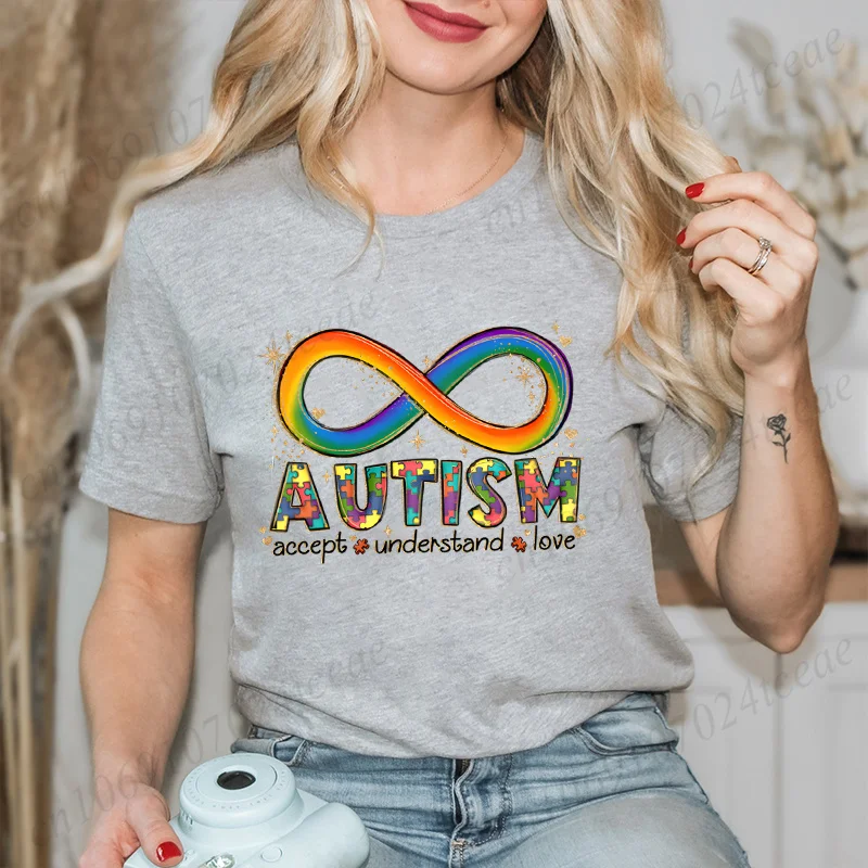 Autism Infinitas Summer Women T-Shirts Fashion Tees Casual Female Autism Accept Understand Love Graphic Comfortable Clothes