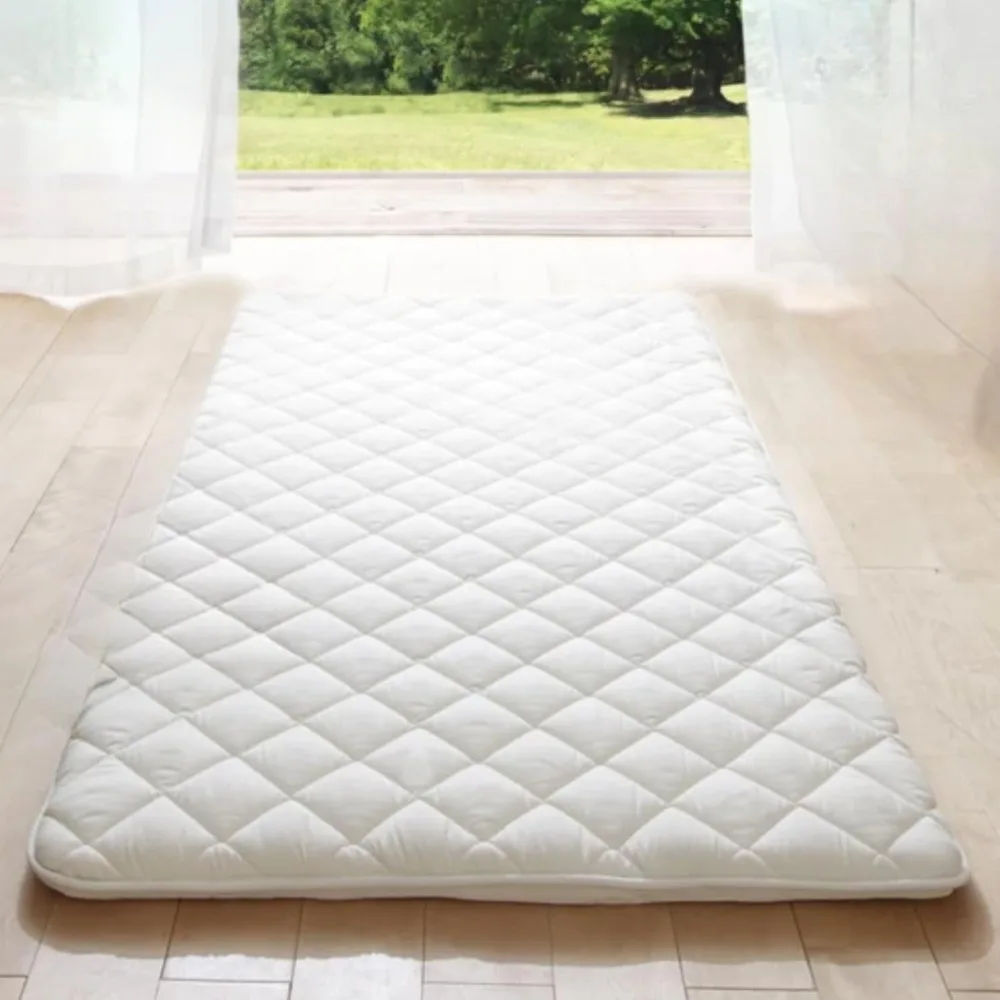 Colchón futón japonés, hecho en Japón, completo (55 "× 78"), blanco, tumbona plegable, cama, tatami, almohadilla para dormir enrollable, Shiki