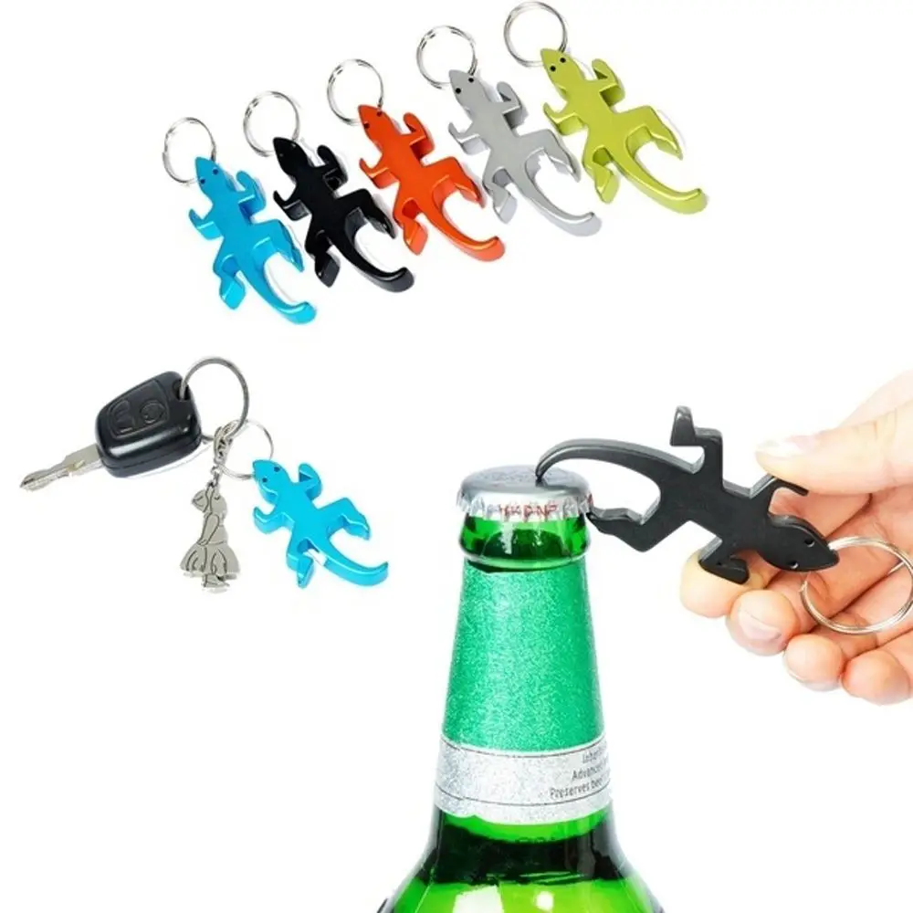 

Lizard Shape Car Key Rings Novelty Aluminum Alloy Keyring Keychain Bar Beer Bottle Cap Opener Pocket Tool