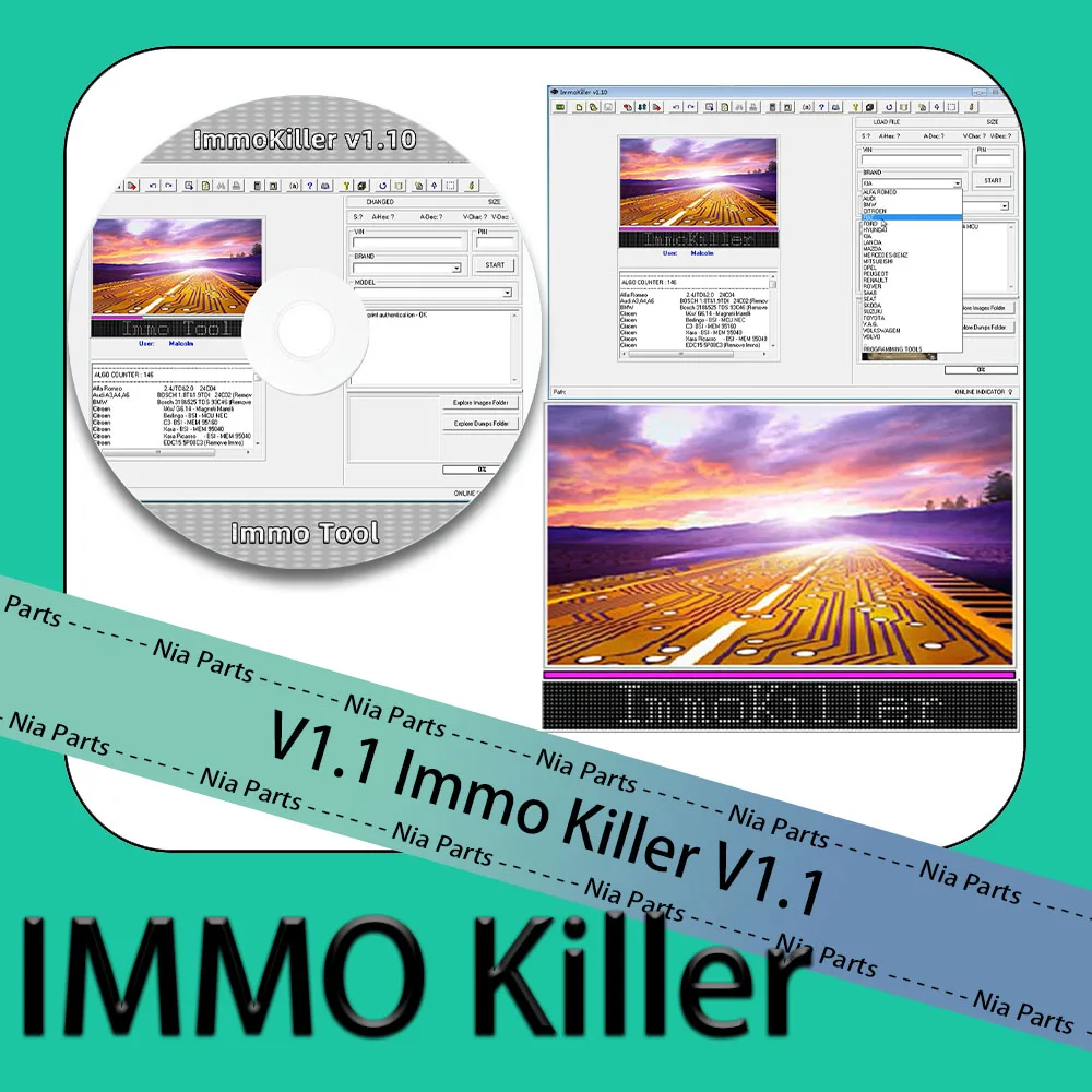 V1.1IMMO Killer Auto Repair Diagnostic software 1.1 immo killer Vehicle Maintenance diagnostics for cars obd2 scanner Program