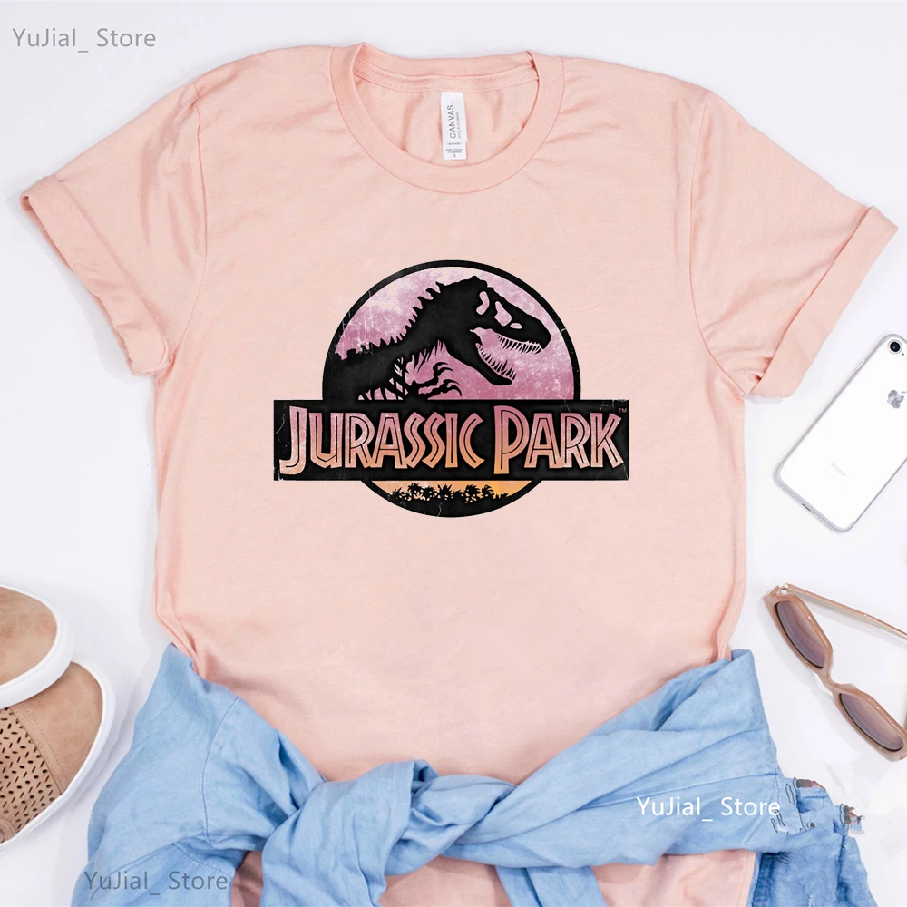 Glitter Jurassic Park Letter Print Tshirt Women Harajuku Kawaii Clothes Dinosaur R-Rex T Shirt Femme Summer Tops Tee Shirt 2023 - view 5