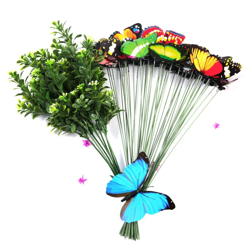 Flower Arrangement Decoration Double-Layer Simulation Butterfly Gardening Beautifying Arrangement Rod Butterfly Wedding Home