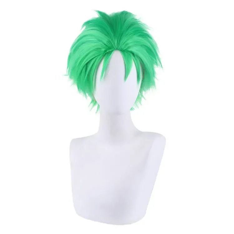 Anime Slicked-back Green Short Layer Roronoa Zoro Comic Cosplay Wigs High Temperature Fiber Hair Wig