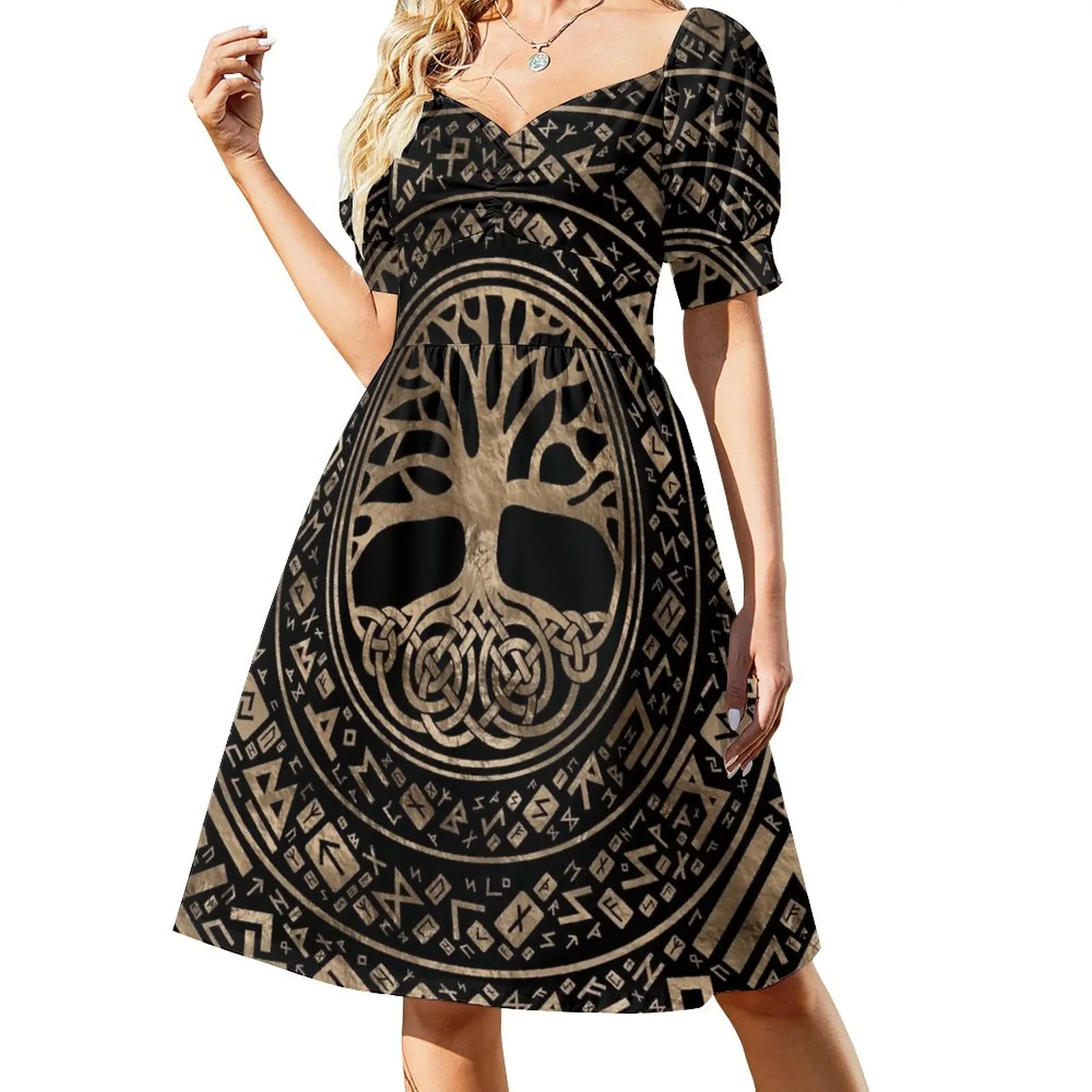 Tree of life -Yggdrasil Runic Pattern Dress dress korean style dress women summer