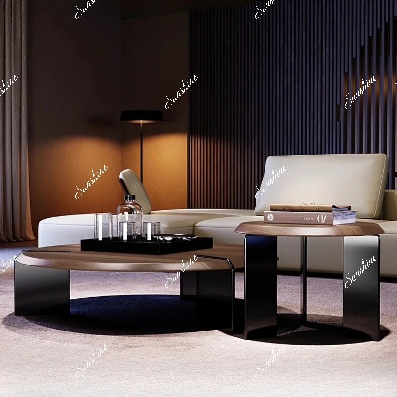 

Italian light luxury coffee table Modern simple round coffee table, large and small apartment living room