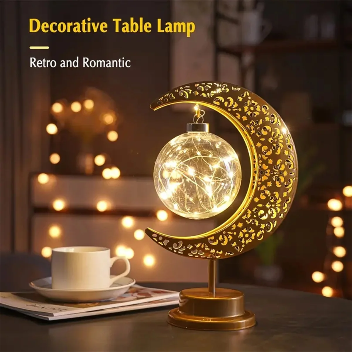 Enchanting Vine Star Moon LED Desk Light Wireless Art Home Decoration Suitable for Living Room Office Halloween Christmas