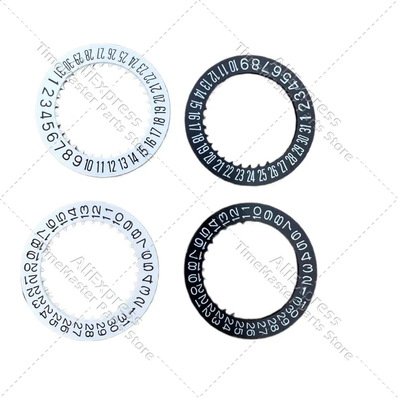 Accesorios de reloj con placa de calendario de movimiento NH34-NH35, nuevos 3 caracteres y 6 caracteres, blanco, negro