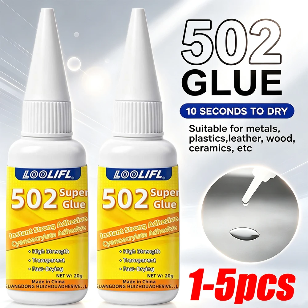 LOOLIFL 502 Super Glue 20g Instant  Adhesive Fast Drying Transparent Strong Glue for Metal  Plastic  Leather Ceramic Wood Repair