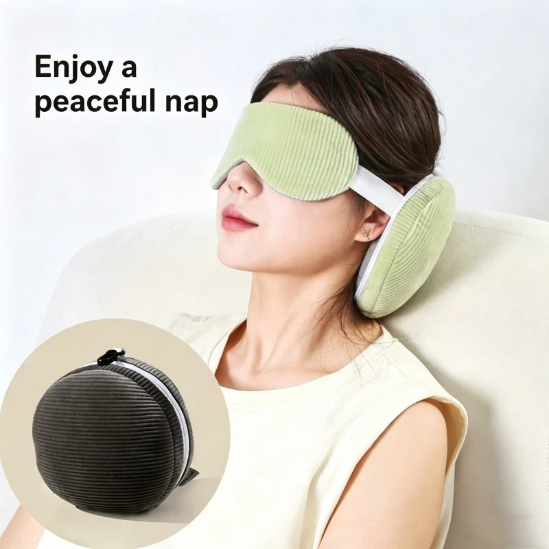 2-in-1 U-Shaped Pillow And Blackout Sleep Eye Mask with PP Cotton for Nap Rest Travel Airplane Scissors Shape