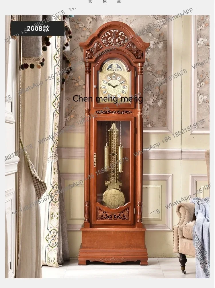 d178 Solid wood floor   European living room table clock mechanical American standing bell Chinese retro pendulum clock classica