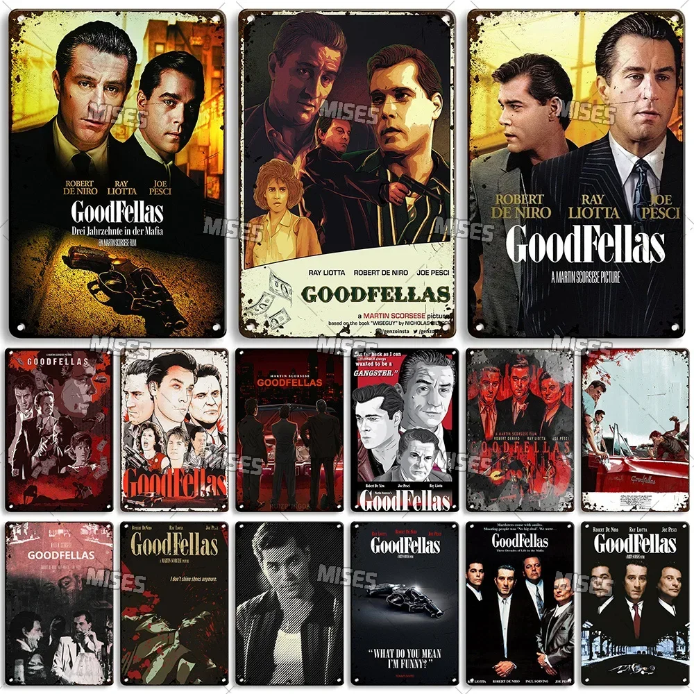 MISES 1990 American Movie Goodfellas Metal Poster Metal Tin Sign Vintage Metal Sign Man Cave Home Cafe Metal Plaque Wall Decor