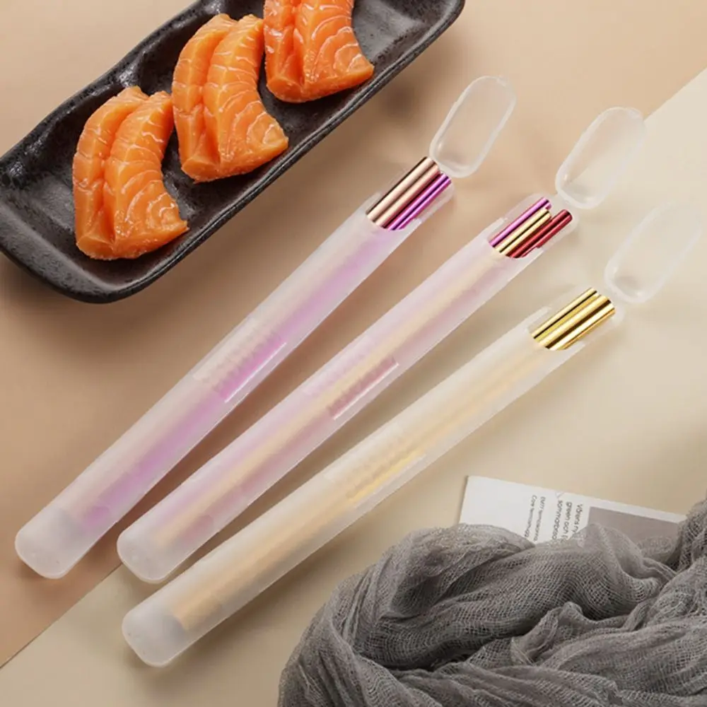 1pcs Portable Plastic Chopsticks Box 26cm Transparent Cutlery Straw Case Makeup Brush Storage Box