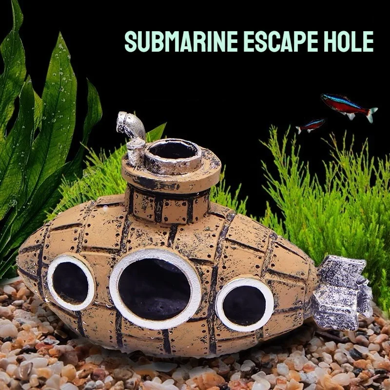 1-5 قطعة حوض للأسماك ديكور الغواصة ثلاثية الأبعاد الراتنج الأسماك الروبيان المأوى كهف فريد هدية عيد ميلاد للمنزل مكتب ديكور #1