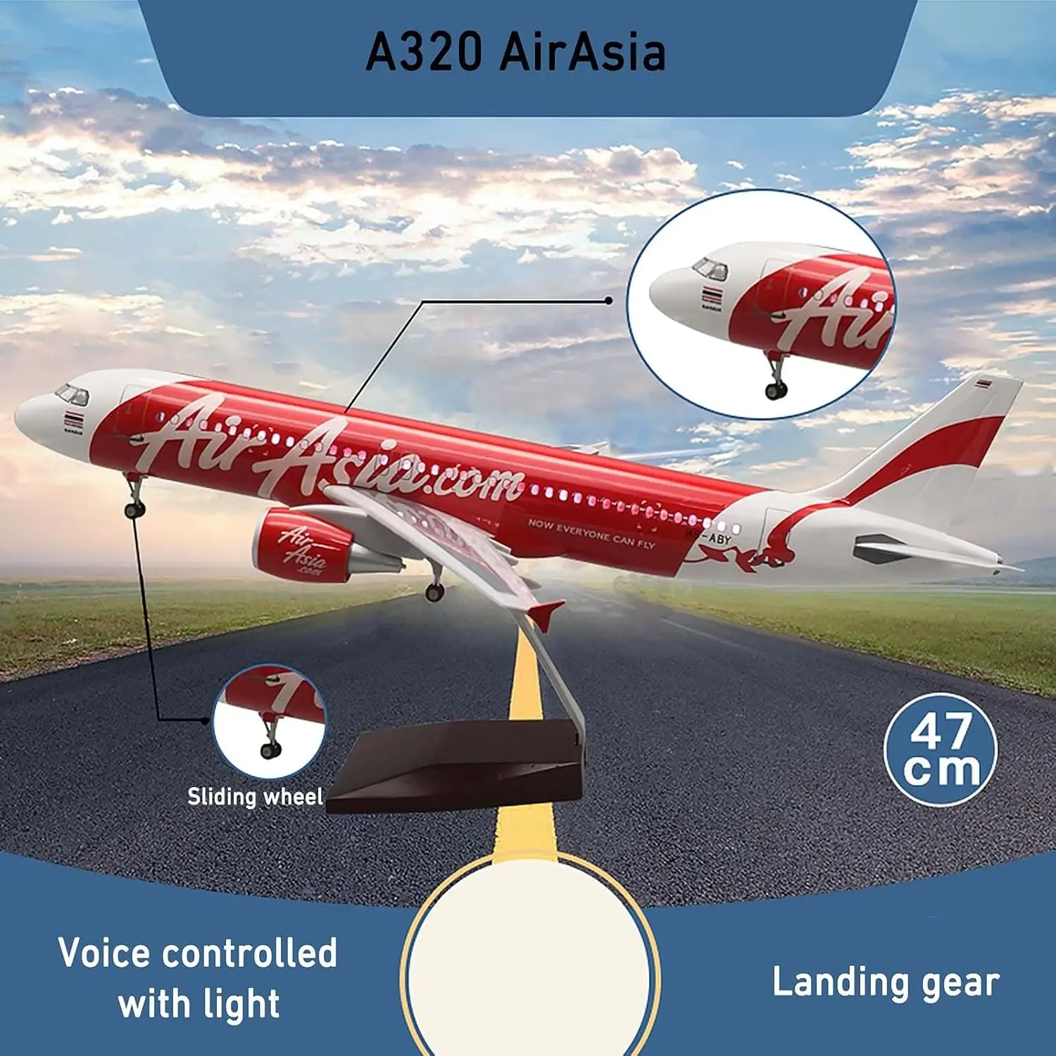 ايرباص 1:80 مقياس 47 سنتيمتر A320 ايرازيا الخطوط الجوية نموذج طائرة 320 دييكاست محاكاة نموذج طائرة للبالغين جمع حلية