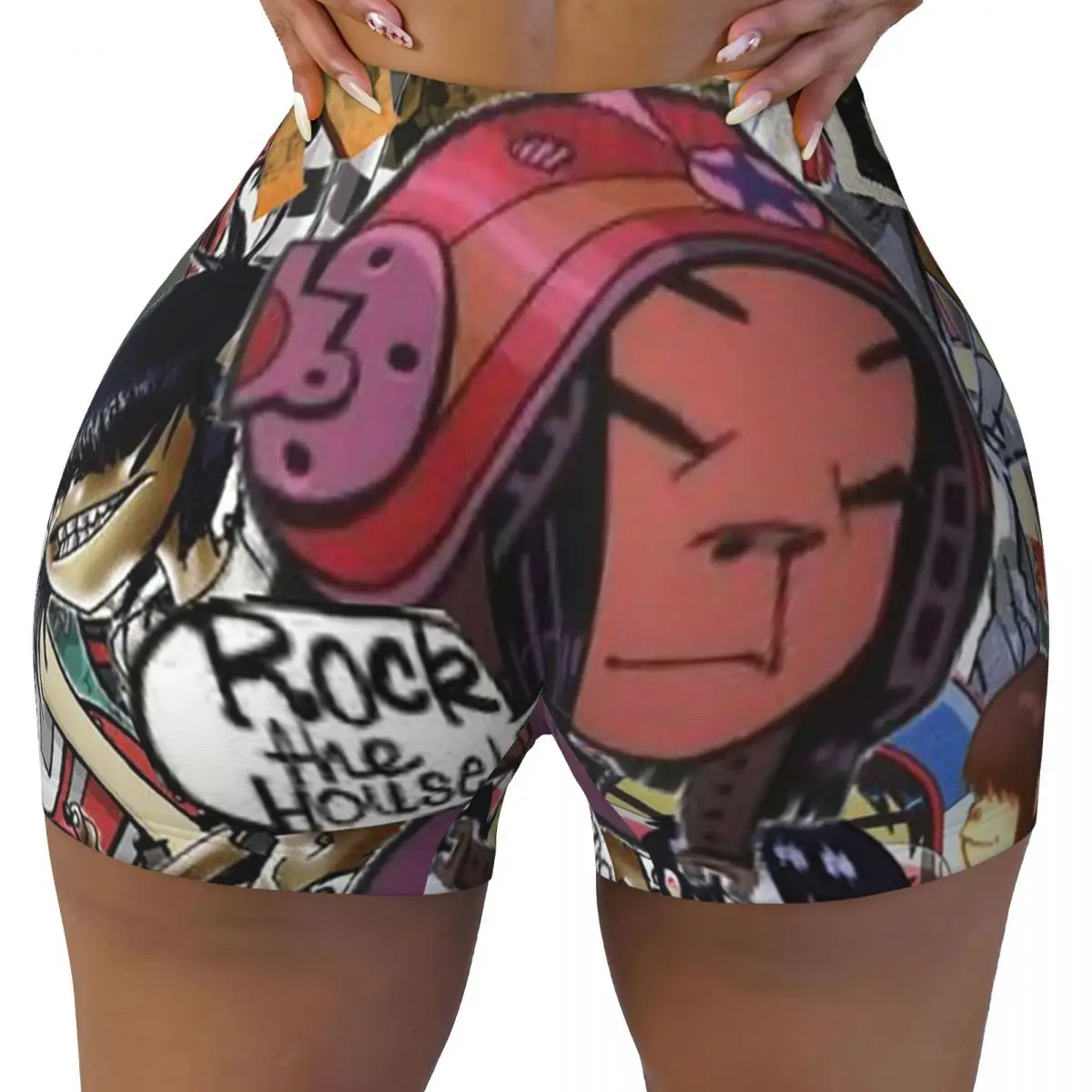 

Пользовательские шорты для йоги с музыкальной группой Gorillaz, женские шорты для тренировок в тренажерном зале, спортивные шорты для волейбола, байкера