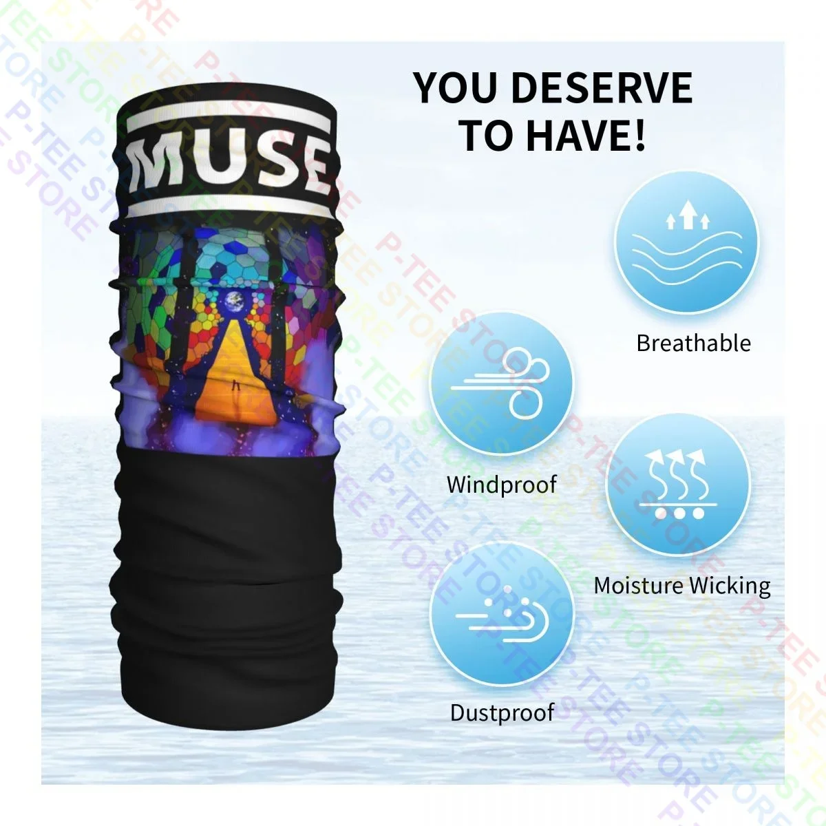Muse British Rock Band Album Musik Hot Neck Gaiter Bandana Schal Gesichtsmaske Skimode UV-Schutz