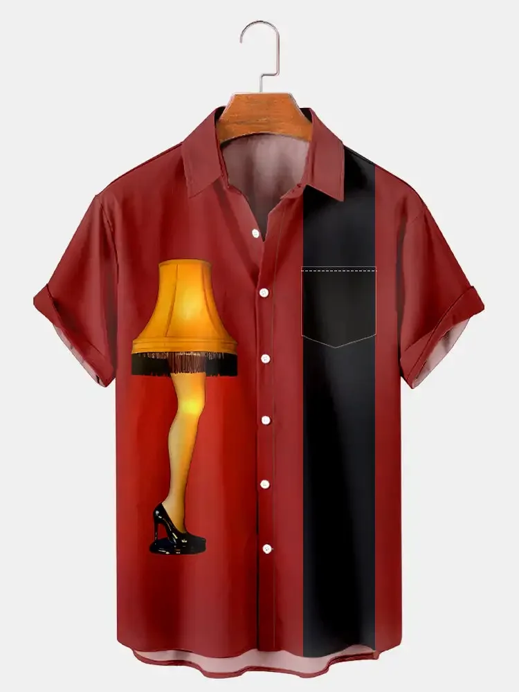 2024 New Men\'s Short Sleeve Shirt Flowing Art Print Men\'s Hawaiian Lapel Casual Top Fashionable and Comfortable Men\'s Shirt