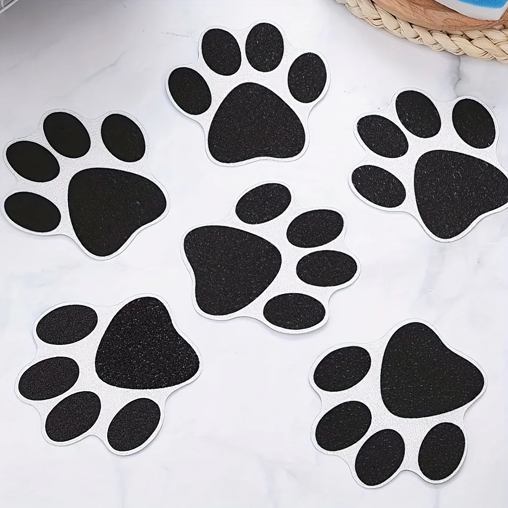 10pcs Paw Print Non Slip Bathtub Stickers Self Adhesive Anti Slip Bath Tub Treads Traction Decals For Shower Pool Boat Stair Saf