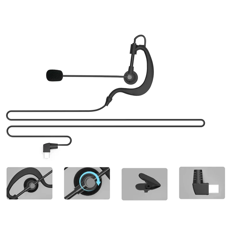 1/2/3/4Pcs Type-C interface Ear-hook Referee Headphone For EJEAS V6 Pro+ V4 Plus Motorcycle Helmet Intercom