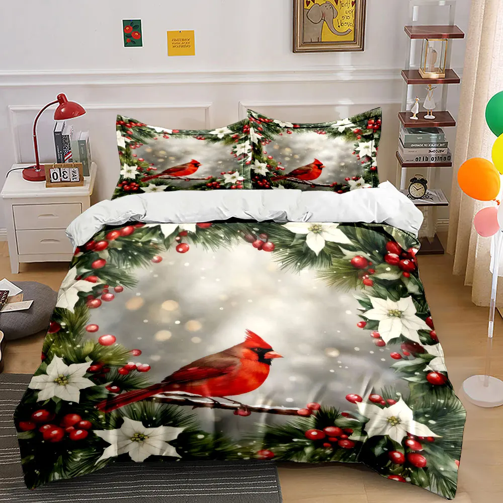 Snowflakes on the branches of a Christmas wreath. Print Duvet Cover Bedding Set Included 1*Duvet Cover 2*Pillowcases