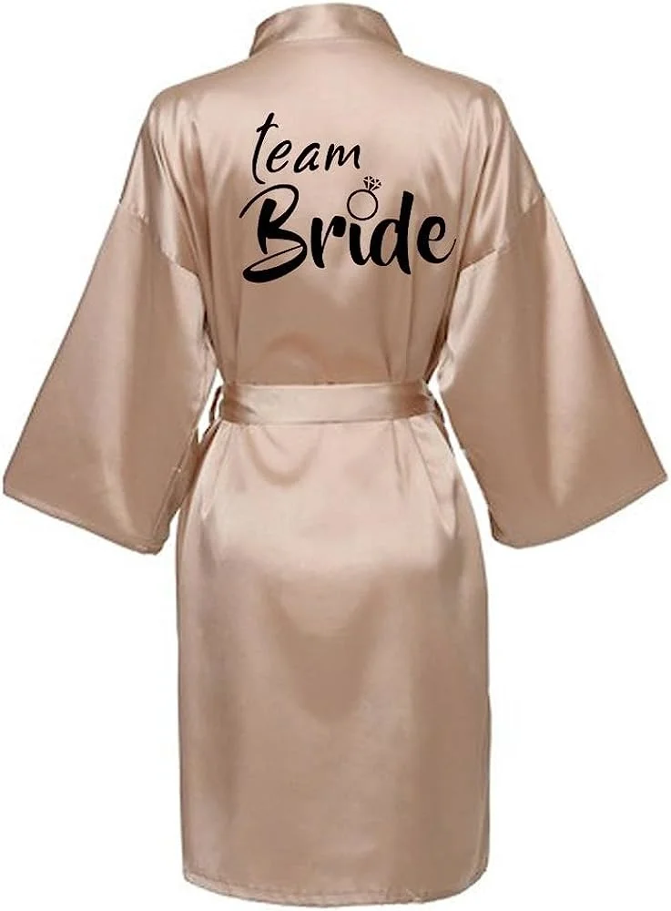 Satin Silk Robes Wedding BathRobe Bride Bridesmaid Dress Gown Women Clothing Sleepwear M030