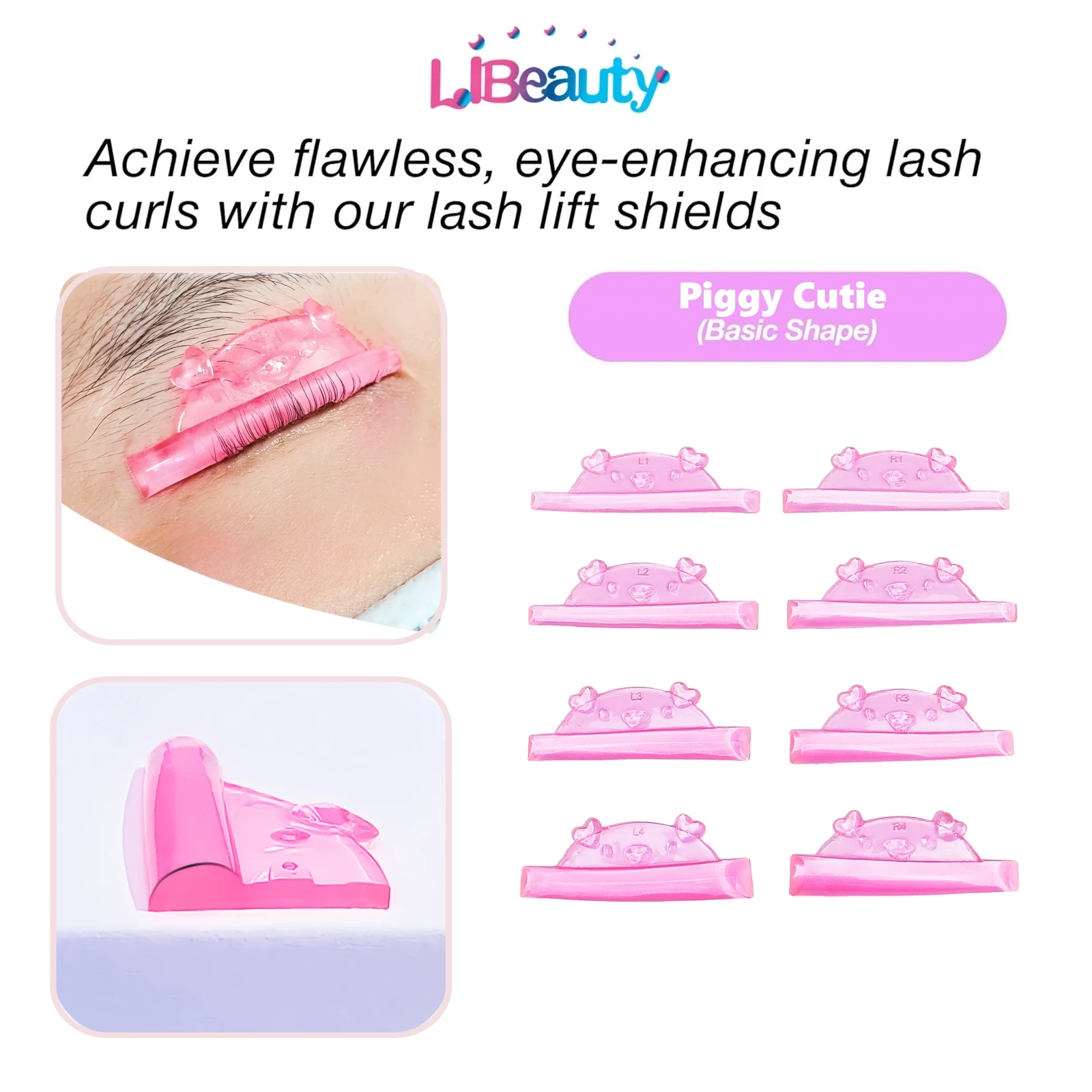 แผ่นซิลิโคนยกขนตา Libeauty รุ่นใหม่ 4 คู่ แผ่นดัดขนตาแบบถาวร แกนดัดขนตา 3 มิติ อุปกรณ์เสริมสำหรับดัดขนตา