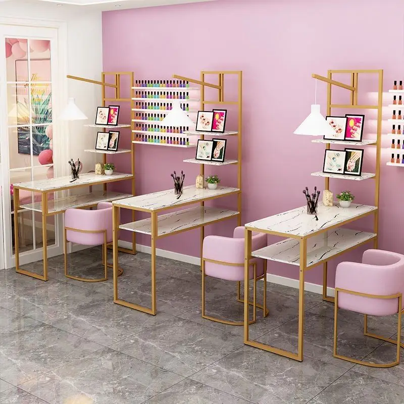 

Trendy Unique Nail Table Rustic Nordic Multifunctional Design Nail Table Modern Luxury Mesa De Uñas Manicura Salon Furniture