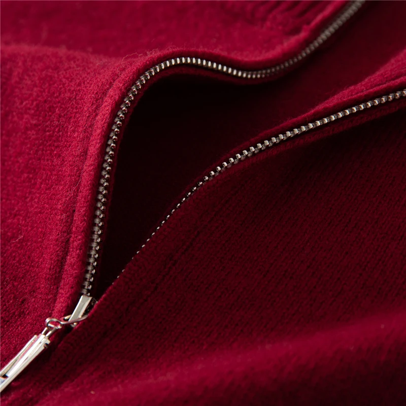 Cardigan con cerniera da uomo autunno inverno maglione di lana merino 100% collo finto spesso cappotto di cashmere a maniche lunghe abbigliamento casual coreano