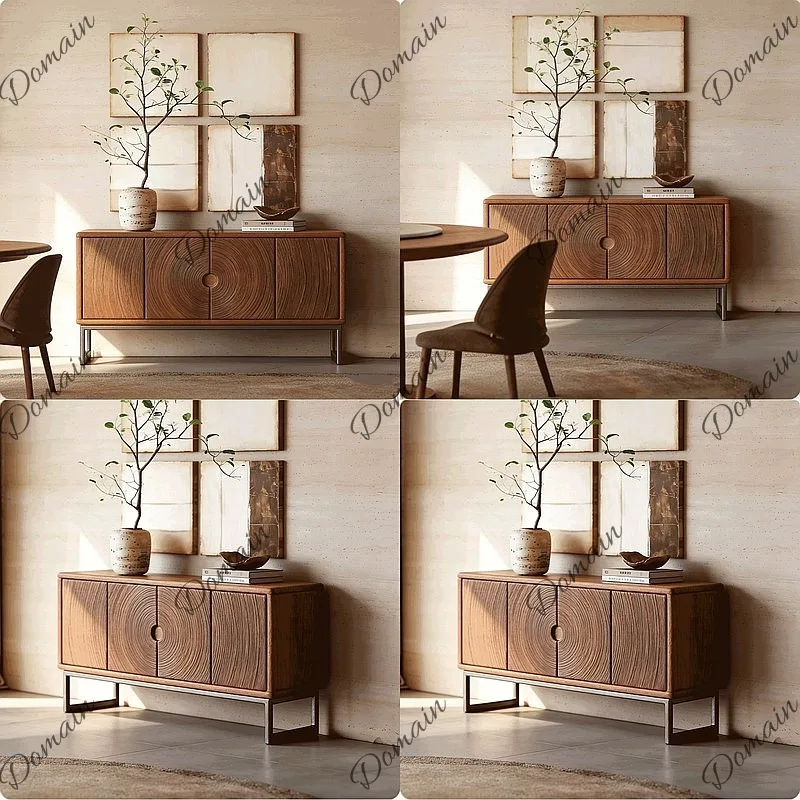 Ripple Art Carved Cabinet New Medieval Style Handcrafted Solid Wood Vintage Sideboard Entryway Cabinet
