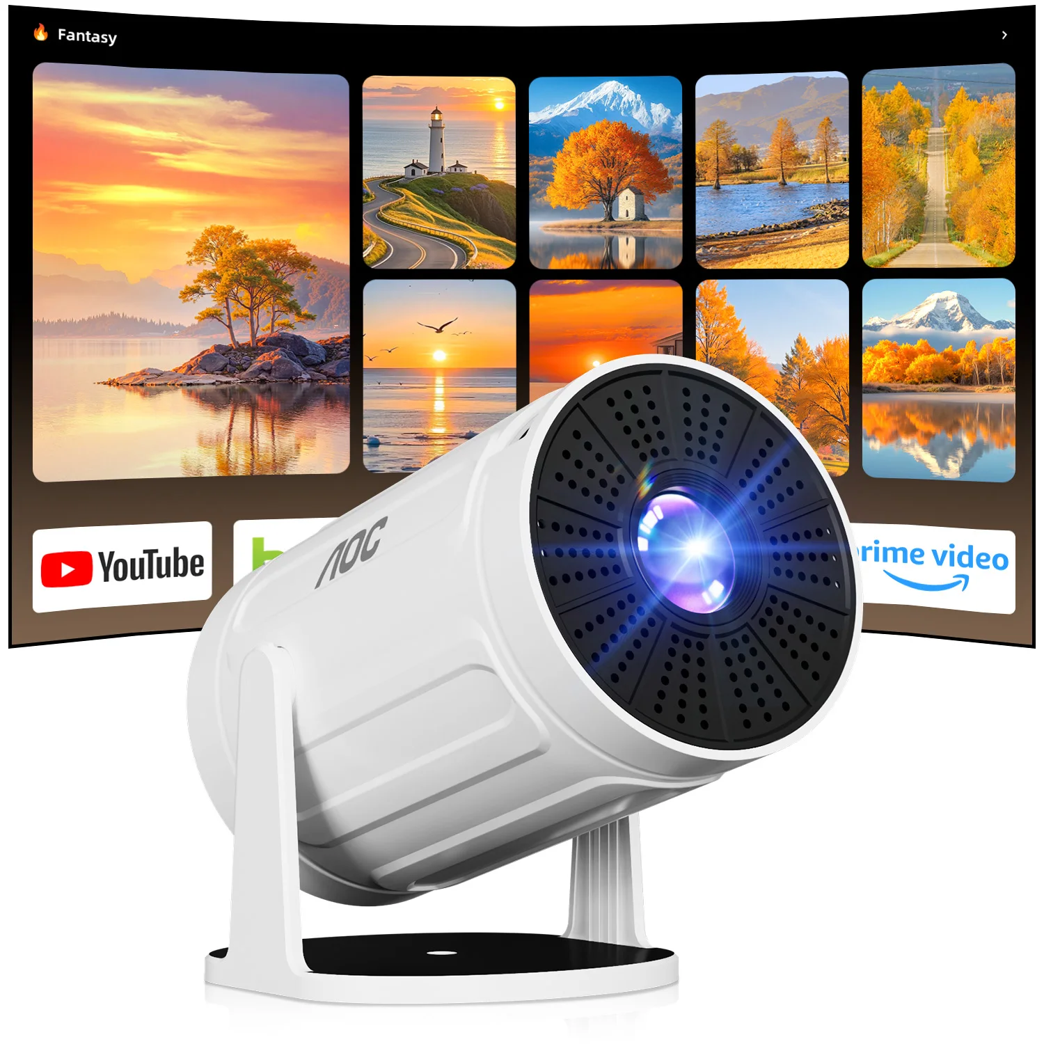 Mini Tragbarer Smart-Projektor Native 720P Unterstützt 4K-Video-Dekodierung Android 12.0 WLAN Bluetooth 5.0 Manueller Fokus Trapezkorrektur 180 °   Drehbarer Ständer für Heim- und Outdoor-Kino-Beamer