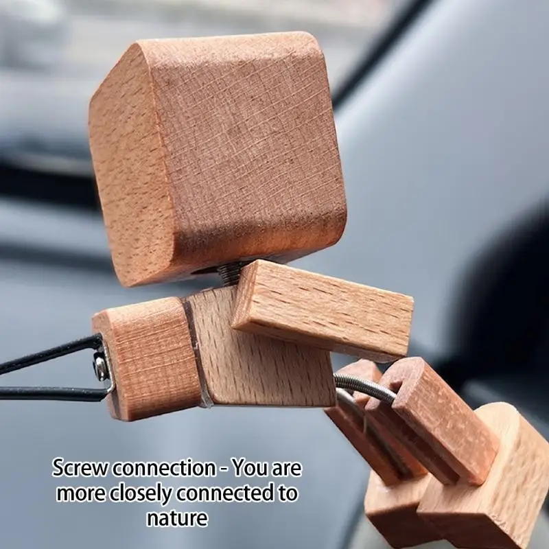 Shaking Wooden Man Figurine,Car Dashboard Accessories Shaking Feet Wooden Doll 55KF