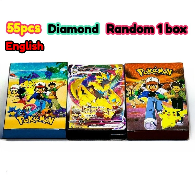 

NEW 55PCS Pokemon Colorful Gold Foil Card Charizard Pikachu Arceus Silver Rainbow English VSTAR GX V VMAX Card