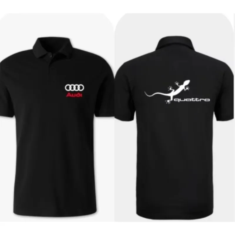 

Audi Printed Light Luxury Polo Shirt Summer New Cotton Men's and Women's New Plus Size T-shirt Loose Casual Short Sleeved Top