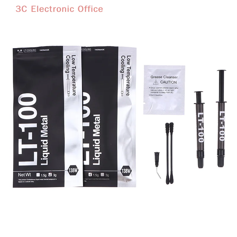 1 قطعة 1.5 جرام/3 جرام LT 100 138 واط معجون حراري معدني سائل لوحدة المعالجة المركزية GPU بطاقة الرسومات الكمبيوتر المحمول التبريد موصل شحم السيليكون عالية الأداء